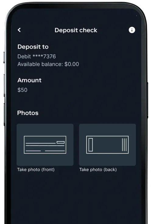 Mobile check deposit feature.