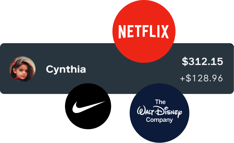 Cynthia's custodial account showing a balance of $312.15.
